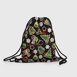 Рюкзак-мешок Ёлочные игрушки и ёлки, цвет: 3D-принт