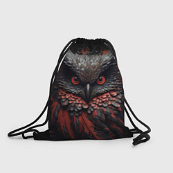 Рюкзак-мешок Черная сова с красными крыльями, цвет: 3D-принт