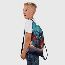 Рюкзак-мешок Синий загадочный дракон, цвет: 3D-принт — фото 2