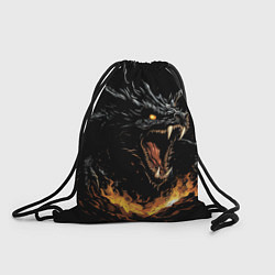 Рюкзак-мешок Черный дракон в огне, цвет: 3D-принт