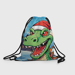 Рюкзак-мешок Дракон в новогодней шапке, цвет: 3D-принт