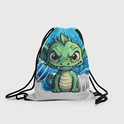 Рюкзак-мешок Маленький зеленый забавный дракон, цвет: 3D-принт