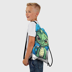 Рюкзак-мешок Маленький зеленый забавный дракон, цвет: 3D-принт — фото 2