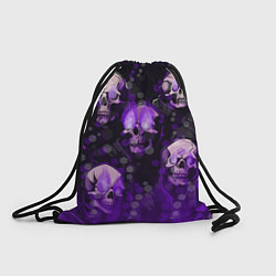 Рюкзак-мешок Фиолетовые черепа на зелёном фоне, цвет: 3D-принт