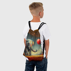 Рюкзак-мешок Грустный слон и красный шарик, цвет: 3D-принт — фото 2
