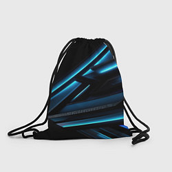 Рюкзак-мешок Черная абстракция с синим неоновым ярким свечением, цвет: 3D-принт