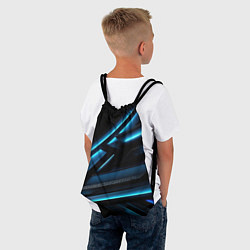 Рюкзак-мешок Черная абстракция с синим неоновым ярким свечением, цвет: 3D-принт — фото 2