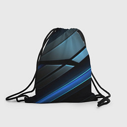 Мешок для обуви Черная абстракция с синим неоновым ярким свечением