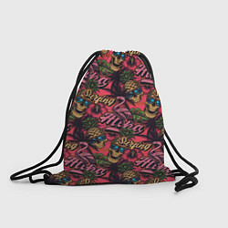 Рюкзак-мешок Черепа из ананасов и розовые фламинго, цвет: 3D-принт