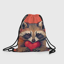 Рюкзак-мешок Влюбленный енот сжимает лапками сердце, цвет: 3D-принт