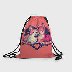 Рюкзак-мешок Влюбленные коты в виде сердца, цвет: 3D-принт