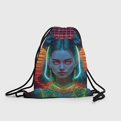 Рюкзак-мешок Кибер панк девушка ретро стиль, цвет: 3D-принт