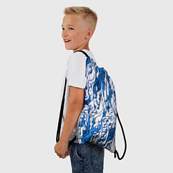Рюкзак-мешок Белый и синий узор, цвет: 3D-принт — фото 2