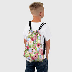 Рюкзак-мешок Фон с розами, лютиками и гортензиями, цвет: 3D-принт — фото 2