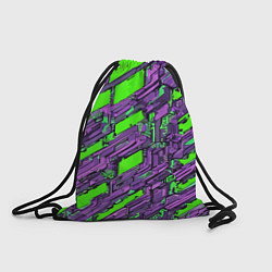 Рюкзак-мешок Фиолетовые фрагменты на зелёном фоне, цвет: 3D-принт