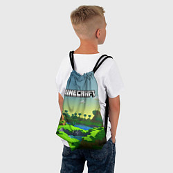 Рюкзак-мешок Minecraft logo зеленый летний мир, цвет: 3D-принт — фото 2