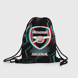 Рюкзак-мешок Arsenal FC в стиле glitch на темном фоне, цвет: 3D-принт