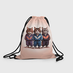 Рюкзак-мешок Три полосатых кота в спортивных костюмах пацана, цвет: 3D-принт