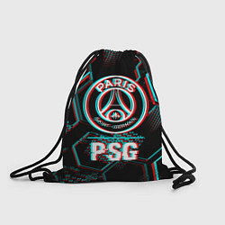 Рюкзак-мешок PSG FC в стиле glitch на темном фоне, цвет: 3D-принт