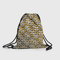 Рюкзак-мешок Жёлто-белый узор на чёрном фоне, цвет: 3D-принт