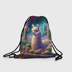 Рюкзак-мешок Альпака и кактусы на столе, цвет: 3D-принт