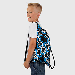 Рюкзак-мешок Сине-белые полосы на чёрном фоне, цвет: 3D-принт — фото 2