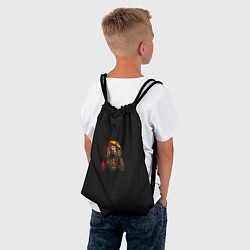 Рюкзак-мешок Лев хиппи с дредами на черном фоне, цвет: 3D-принт — фото 2