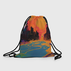 Рюкзак-мешок Абстрактная городская улица со зданиями и река, цвет: 3D-принт