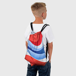 Рюкзак-мешок Волнистые полосы красные белые синие, цвет: 3D-принт — фото 2