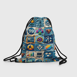 Рюкзак-мешок Пэчворк деним из девяностых, цвет: 3D-принт