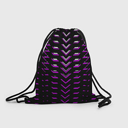 Рюкзак-мешок Розово-белые полосы на чёрном фоне, цвет: 3D-принт