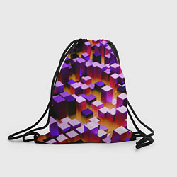 Рюкзак-мешок Фиолетовые блоки в оранжевом тумане, цвет: 3D-принт