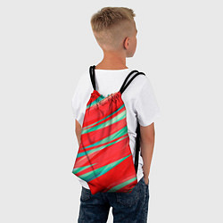 Рюкзак-мешок Красный и бирюзовый абстрактный полосы, цвет: 3D-принт — фото 2