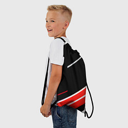 Рюкзак-мешок Бело-красные полосы на чёрном фоне, цвет: 3D-принт — фото 2