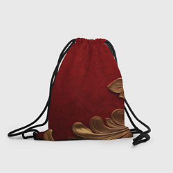 Рюкзак-мешок Объемный золотой лист на красном текстурном фоне, цвет: 3D-принт