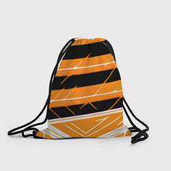 Рюкзак-мешок Чёрно-белые полосы на оранжевом фоне, цвет: 3D-принт