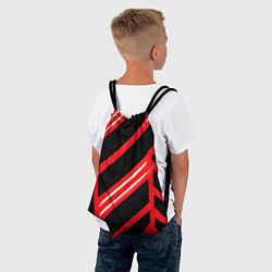 Рюкзак-мешок Чёрно-белые полосы на красном фоне, цвет: 3D-принт — фото 2