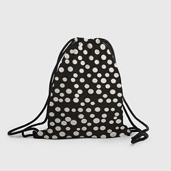 Рюкзак-мешок Черный фон с белыми кружками, цвет: 3D-принт