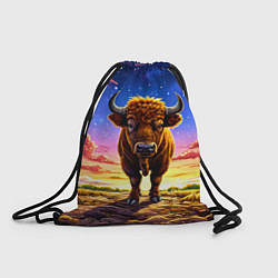Рюкзак-мешок Буйвол в звездной ночи, цвет: 3D-принт