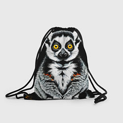 Рюкзак-мешок Лемур на черном, цвет: 3D-принт