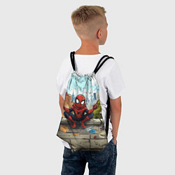 Рюкзак-мешок Маленький человек-паук в городе, цвет: 3D-принт — фото 2