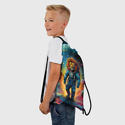 Рюкзак-мешок Лев бравый космонавт - неоновый космос, цвет: 3D-принт — фото 2