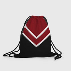 Рюкзак-мешок Красный с чёрным и белые полосы, цвет: 3D-принт
