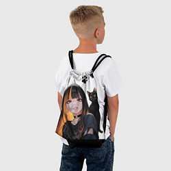 Рюкзак-мешок Девушка и кот, цвет: 3D-принт — фото 2