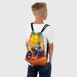 Рюкзак-мешок Робот Бендер на мотоцикле в пустыне, цвет: 3D-принт — фото 2