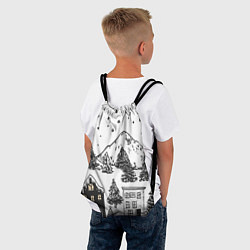 Рюкзак-мешок Заснеженный черно-белый город, цвет: 3D-принт — фото 2