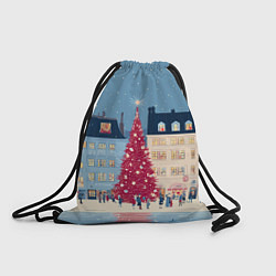 Рюкзак-мешок Новогоднее гуляние у красной елки, цвет: 3D-принт