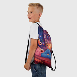 Рюкзак-мешок Конь в Новогодние праздники у телевизора, цвет: 3D-принт — фото 2