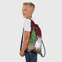 Рюкзак-мешок Кот Бендер и ёлка, цвет: 3D-принт — фото 2