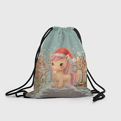 Рюкзак-мешок Маленькая новогодняя милая лошадка, цвет: 3D-принт